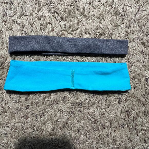 Lululemon Fly Away Tamer Headband Bundle of 2 Teal and Gray - Picture 3 of 5